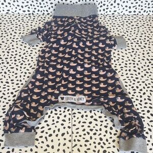 Tooth and Honey Navy Duck Print Dog Pajamas - XL